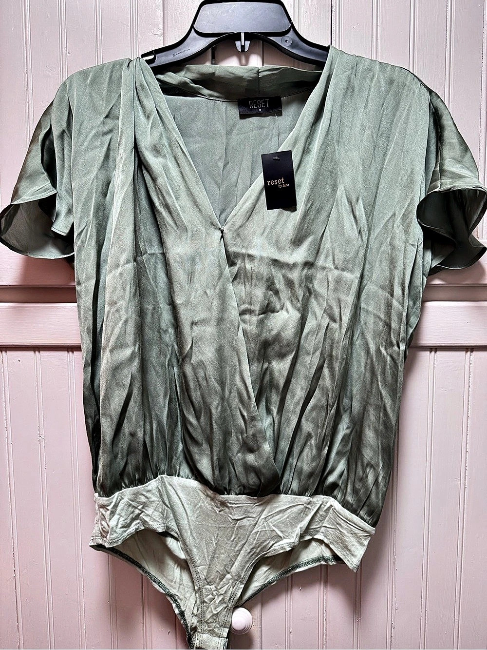 Reset by Jane Bren Bodysuit Short Sleeve in Green Size Medium